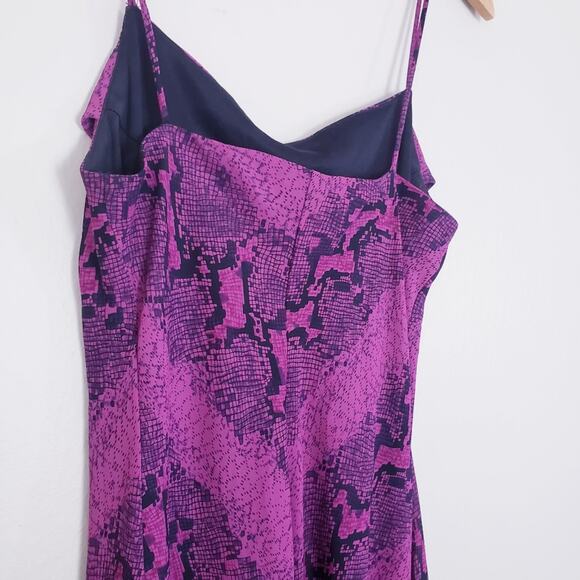 Vintage 90s Jump Apparel Snakeskin Maxi Slip Dress Cowl Neck Purple Black - Picture 9 of 9